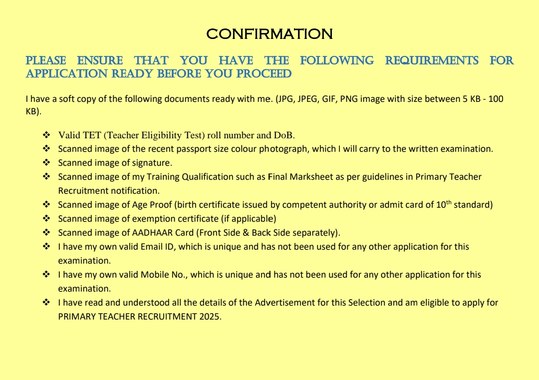 Important Information before filling Online Application Form 