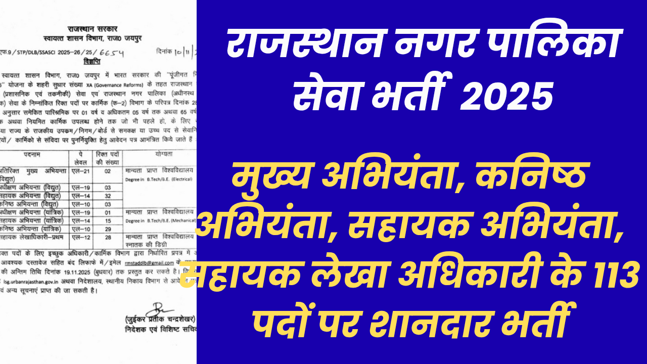 राजस्थान नगर पालिका सेवा भर्ती 2025