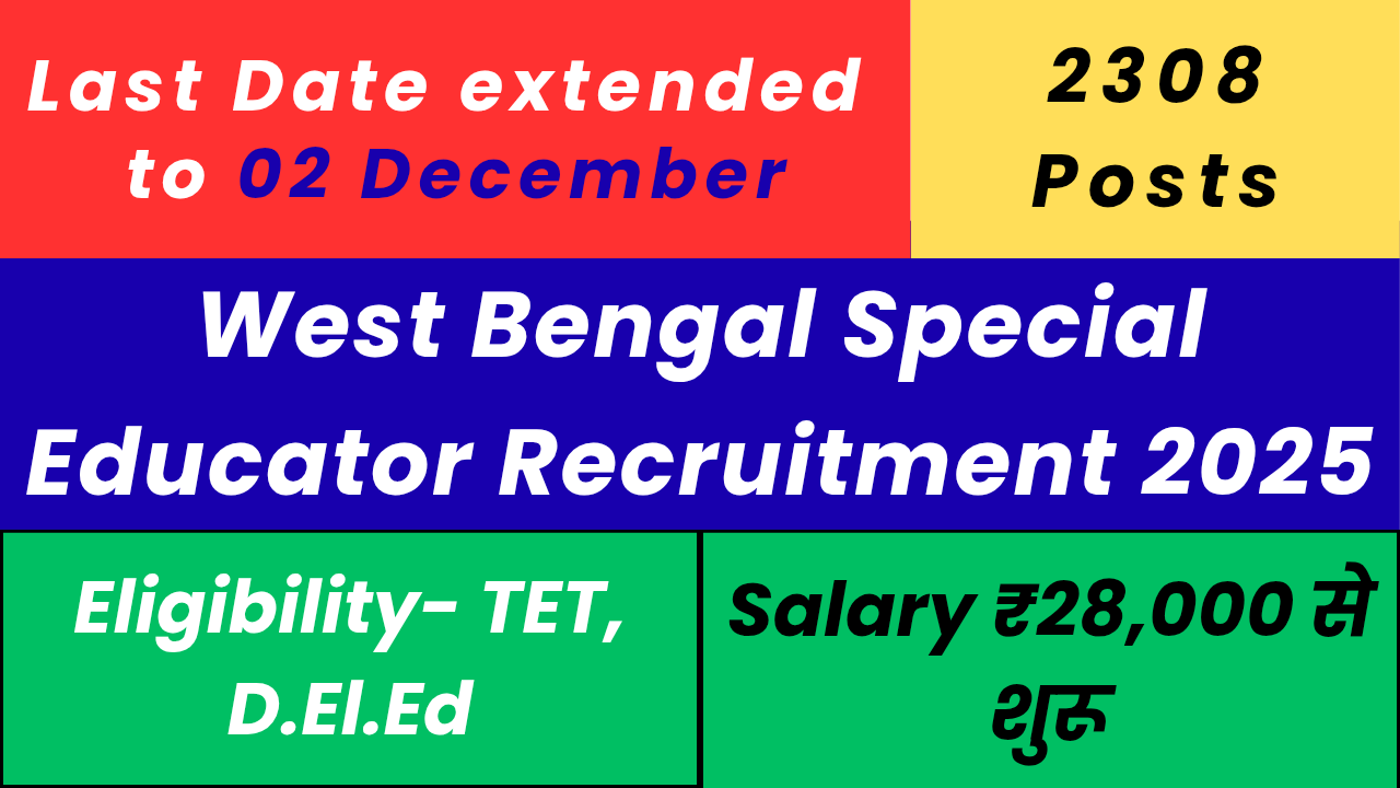 West Bengal Special Educator Recruitment 2025 ||