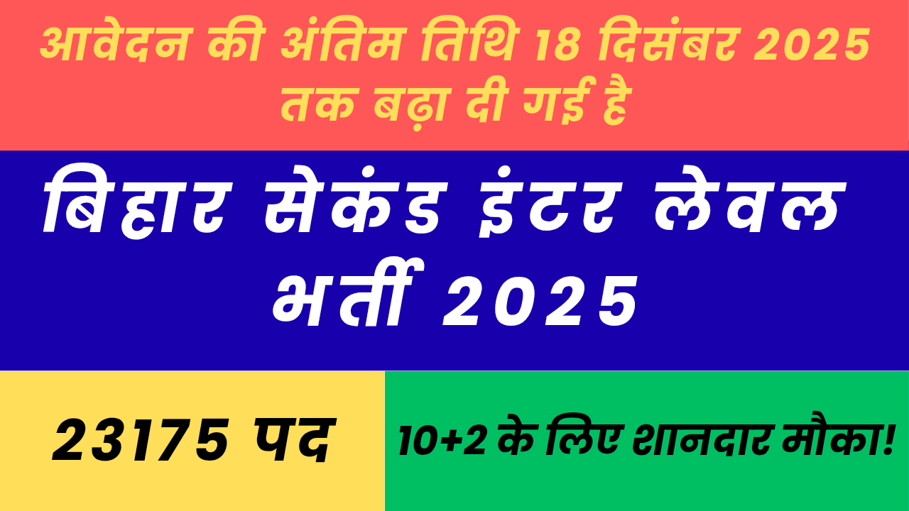 बिहार सेकंड इंटर लेवल भर्ती
